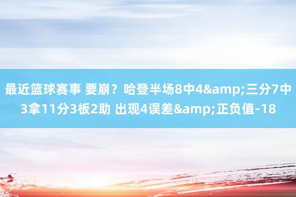 最近篮球赛事 要崩？哈登半场8中4&三分7中3拿11分3板2助 出现4误差&正负值-18