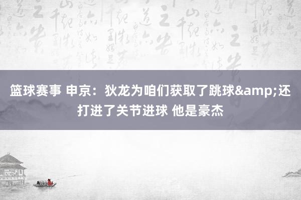 篮球赛事 申京：狄龙为咱们获取了跳球&还打进了关节进球 他是豪杰